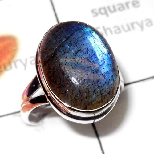 Labradorite O - PSR958-Semiprecious Gemstone 925 Plain Silver Ring Labradorite O - PSR958-Semiprecious Gemstone 925 Plain Silver Ring