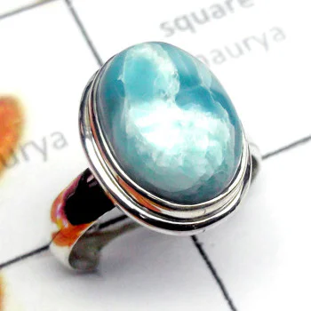 Larimar A - PSR957-Sterling Silver Semiprecious Gemstone Stunning Ring Larimar A - PSR957-Sterling Silver Semiprecious Gemstone Stunning Ring