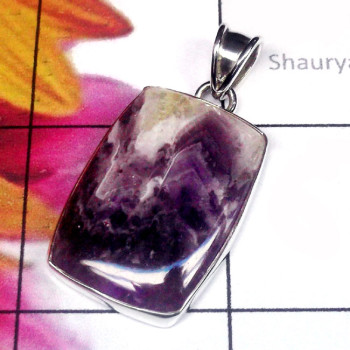 Amethyst Lace O - DAL994-925 Plain Silver Amethyst Lace Handmade Pendant
