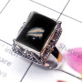 Black Onyx A - SDR923-Cab Gemstone 925 Sterling Silver Designer Ring