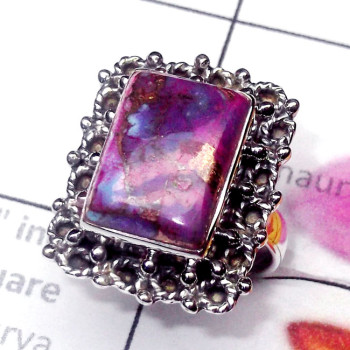 Purple Copper Turquoise C - SDR921-Cut and Cab Gemstone 925 Silver Stunning Ring Purple Copper Turquoise C - SDR921-Cut and Cab Gemstone 925 Silver Stunning Ring