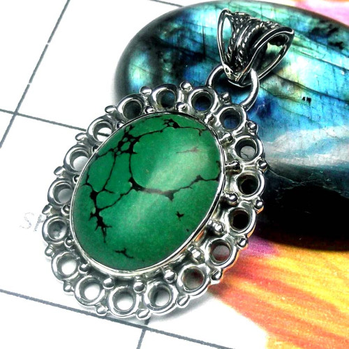 Tibet Turquoise A - SD846-925 Sterling silver Tibet Turquoise Pendants