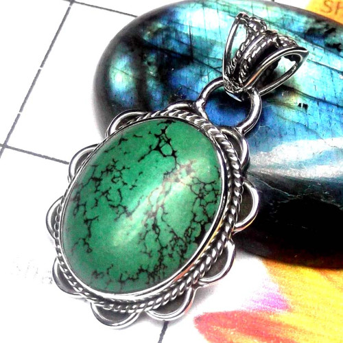 Tibet Turquoise B - SD846-925 Sterling silver Tibet Turquoise Pendants