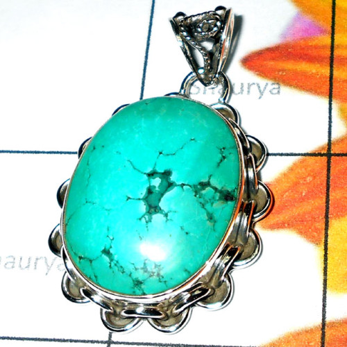 Tibet Turquoise C - SD846-925 Sterling silver Tibet Turquoise Pendants
