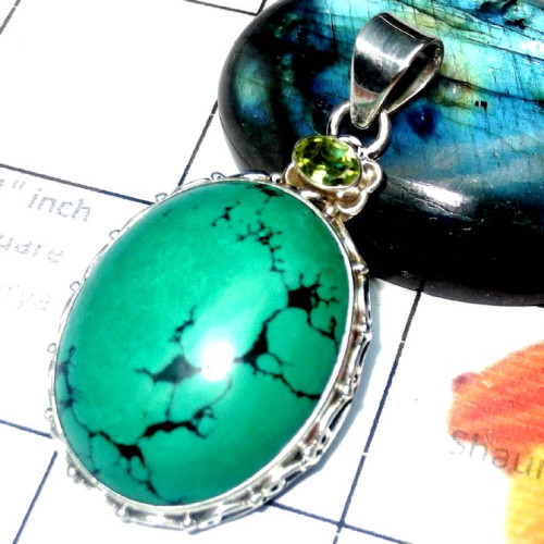 Tibet Turquoise E - SD846-925 Sterling silver Tibet Turquoise Pendants