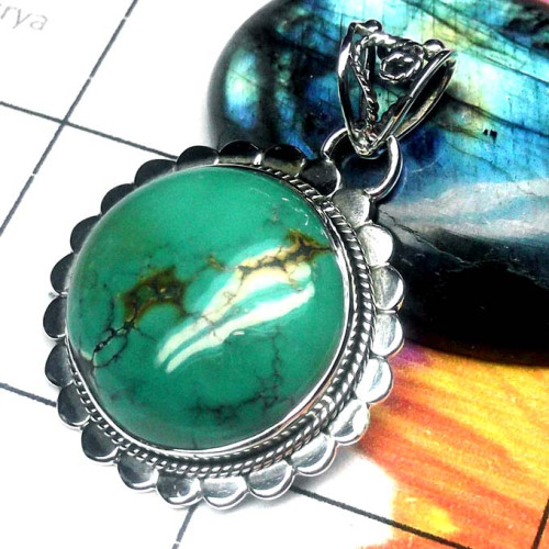 Tibet Turquoise O - SD846-925 Sterling silver Tibet Turquoise Pendants