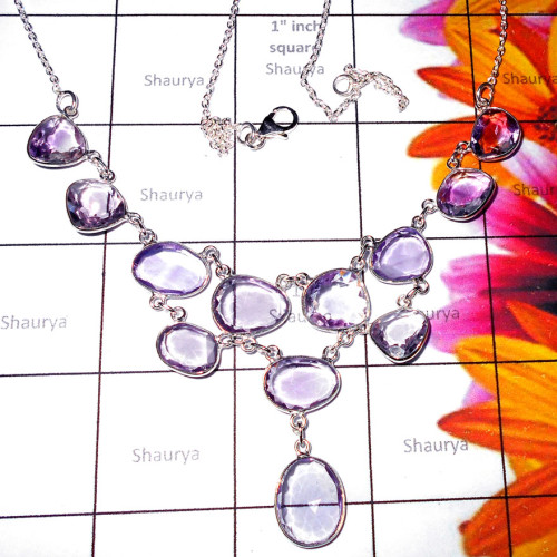 Amethyst cut C - BZN999-Unique Design Bejal Necklace with 925 Sterling & Amethyst