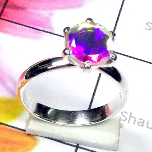 Rainbow Mystic K - SCR938-Cut Gemstone 925 Sterling Silver Trendy Casting Ring Rainbow Mystic K - SCR938-Cut Gemstone 925 Sterling Silver Trendy Casting Ring