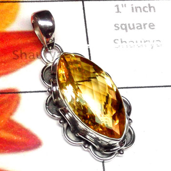 Citrine C - SD836-Faceted Gemstone 925 Sterling Silver Stunning Pendant