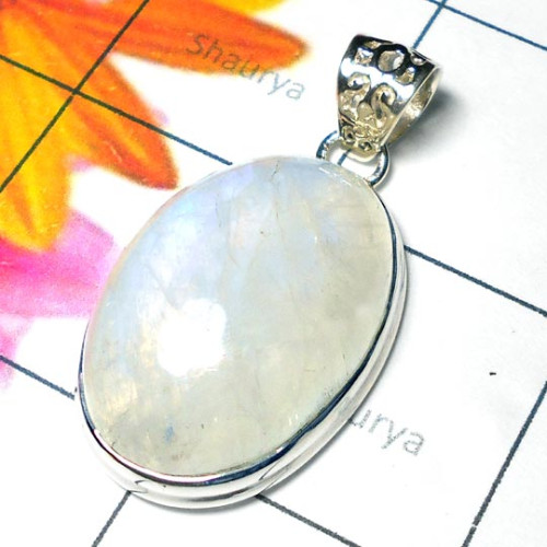 Rainbow Moonstone A - ISP916-Wholesale silver Rainbow moonstone Pendants Collection