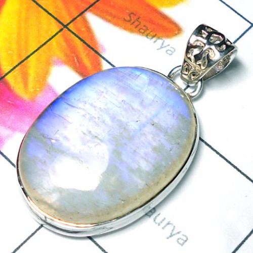Rainbow Moonstone B - ISP916-Wholesale silver Rainbow moonstone Pendants Collection
