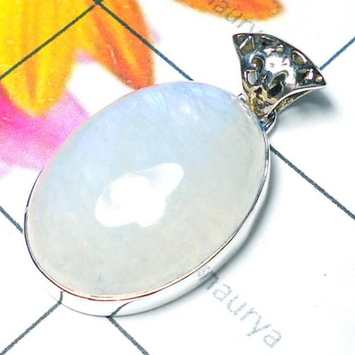 Rainbow Moonstone C - ISP916-Wholesale silver Rainbow moonstone Pendants Collection