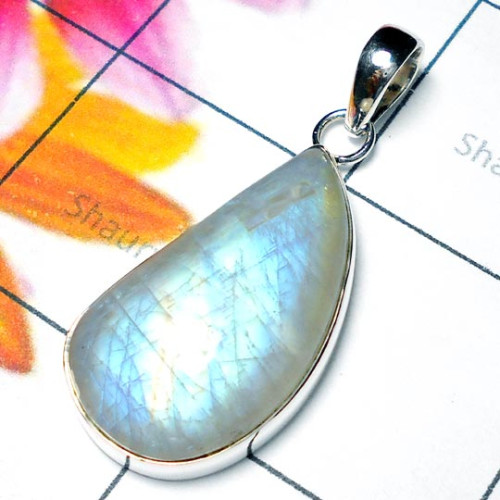 Rainbow Moonstone E - ISP916-Wholesale silver Rainbow moonstone Pendants Collection