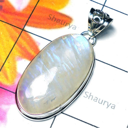 Rainbow Moonstone F - ISP916-Wholesale silver Rainbow moonstone Pendants Collection