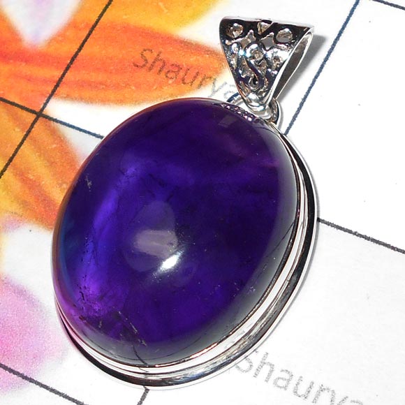 Amethyst Cab B - ISP912-Beautiful Amethyst gems silver Plain Pendants Amethyst Cab B - ISP912-Beautiful Amethyst gems silver Plain Pendants