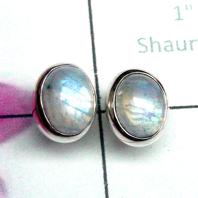 Rainbow A - SSE989-Cab Gemstone 925 Silver Lightweight Stud Earring Rainbow A - SSE989-Cab Gemstone 925 Silver Lightweight Stud Earring
