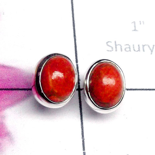 Sponge Coral D - SSE989-Cab Gemstone 925 Silver Lightweight Stud Earring Sponge Coral D - SSE989-Cab Gemstone 925 Silver Lightweight Stud Earring