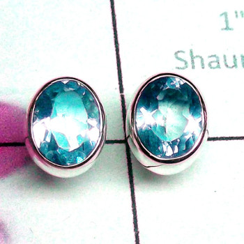 Blue Topaz B - SSE988-Superior 925 Sterling Silver Trendy Stud Earring