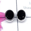 Black Onyx Cab C - SSE988-Superior 925 Sterling Silver Trendy Stud Earring