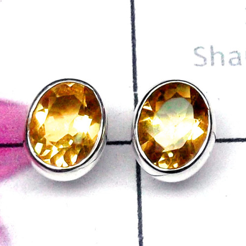Citrine O - SSE988-Superior 925 Sterling Silver Trendy Stud Earring Citrine O - SSE988-Superior 925 Sterling Silver Trendy Stud Earring