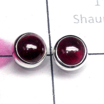 Garnet B - SSE986-Lightweight 925 Sterling Silver Cab Gemstone Stud Earring