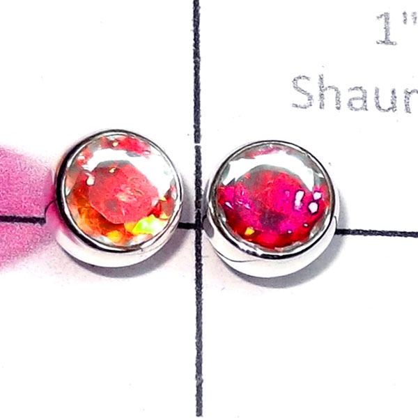Rainbow Mystic E - SSE985-Multi Cut Gemstone Made in 925 Silver Small Stud Earring