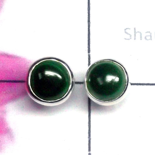 Malachite D - SSE984-Exclusive 925 Silver Trendy Cab Stud Earring Malachite D - SSE984-Exclusive 925 Silver Trendy Cab Stud Earring