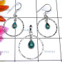 Blue Copper Turquoise D - CBS983-Bejal 2 Pcs. Set Made in 925 Sterling Silver with Cab Gem