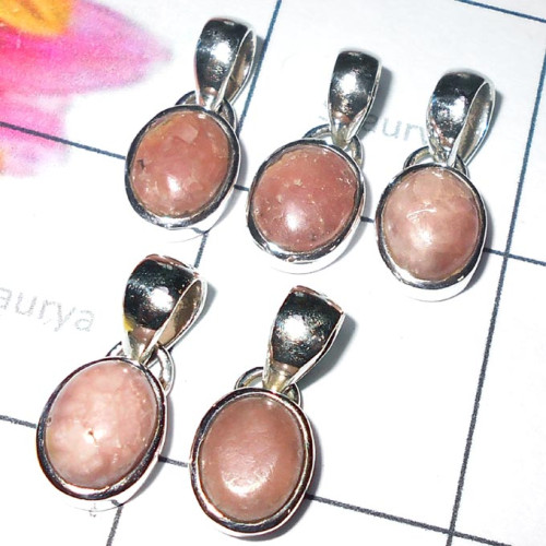 Rodochrosite cab B - SVP947- 925 Sterling silver Pendants Value Pack