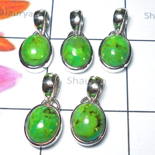 Green Turquoise O - SVP947- 925 Sterling silver Pendants Value Pack