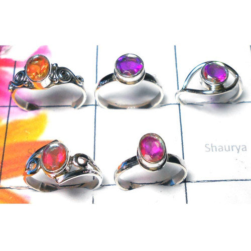 Rainbow Mystic B - SVP945-925 Sterling silver Garnet cut gems Ring