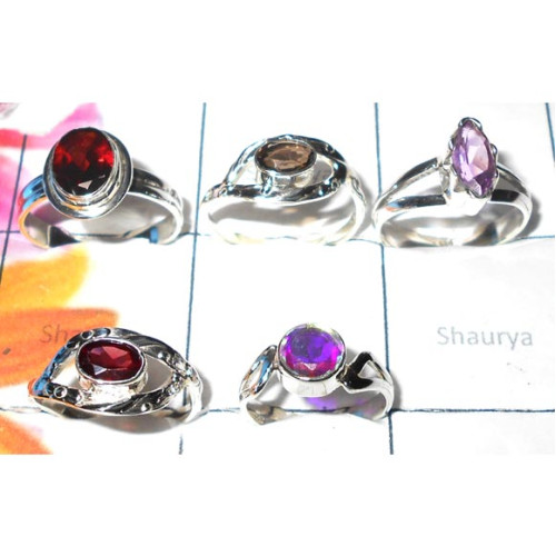 Mix cut Stones-D - SVP945-925 Sterling silver Garnet cut gems Ring
