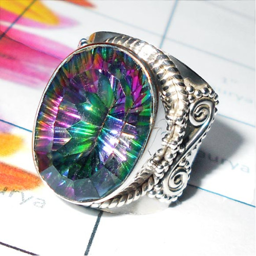 Rainbow Mystic O - CMJ975-Mystic Quartz silver Ring