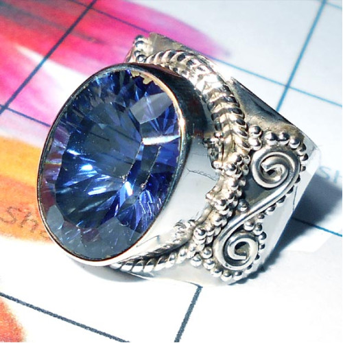 Blue Mystic A - CMJ974-Beautiful Blue Mystic Silver Rings Blue Mystic A - CMJ974-Beautiful Blue Mystic Silver Rings