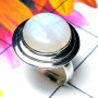 Rainbow Moonstone F - PSR951-Blue fire Rainbow moonstone Rings Plain setting