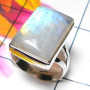 Rainbow moonstone H - PSR951-Blue fire Rainbow moonstone Rings Plain setting