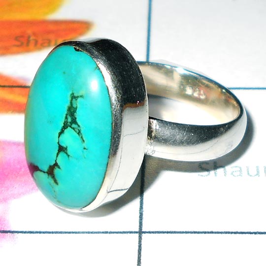 Tibet Turquoise A - PSR950-925 silver Tibet Turquoise gems Plain Ring