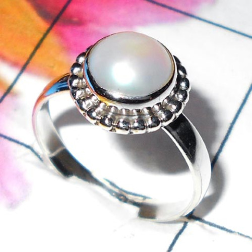 Pearl A - SDR919- White pearl gems Designer Rings Pearl A - SDR919- White pearl gems Designer Rings