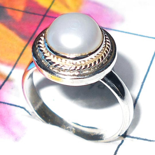 Pearl O - SDR919- White pearl gems Designer Rings Pearl O - SDR919- White pearl gems Designer Rings