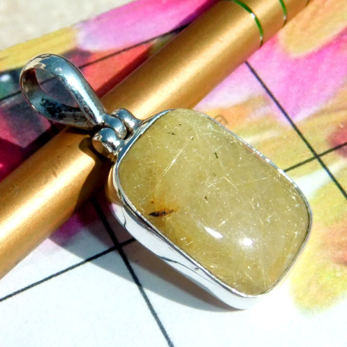 Golden Rutile C - GRT997-Golden Rutile Cab Gemstone 925 Exclusive Silver Elegant P