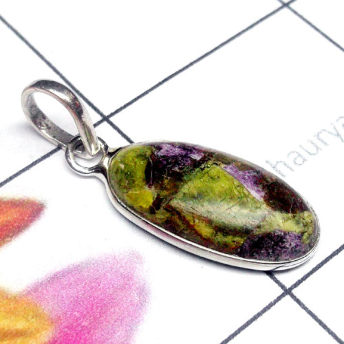 Mohave Stichtite E - BPS994-Multi Cab Gemstone 925 Silver Lightweight Bejal Pendant