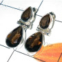 Smokey cut B - CMJ966-Smokey quartz faceted gems silver Earrings