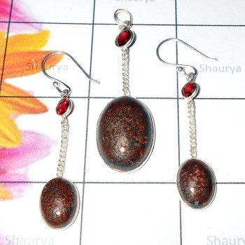 Dinosour Bone-B - CBS982-Window Drusy with Mystic quartz silver Set
