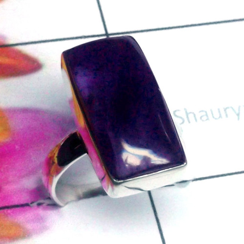 Amethyst Cab E - CAD998-New Shape Amethyst Cab 925 Sterling Silver Plain Ring