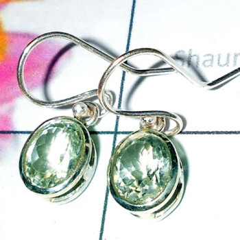 Green Amethyt cut A - CES991-Faceted Casting Amethyst Earring-CES991 Green Amethyt cut A - CES991-Faceted Casting Amethyst Earring-CES991