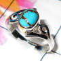 Blue copper Turquoise A - SDR918-Black onyx silver Ring