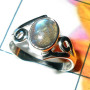 Labradorite cab C - SDR918-Black onyx silver Ring