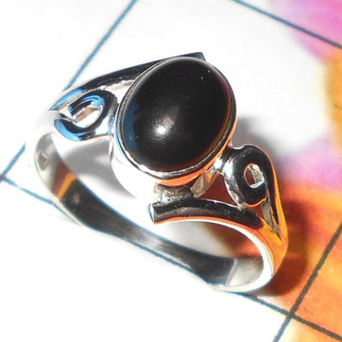 Black onyx O - SDR918-Black onyx silver Ring