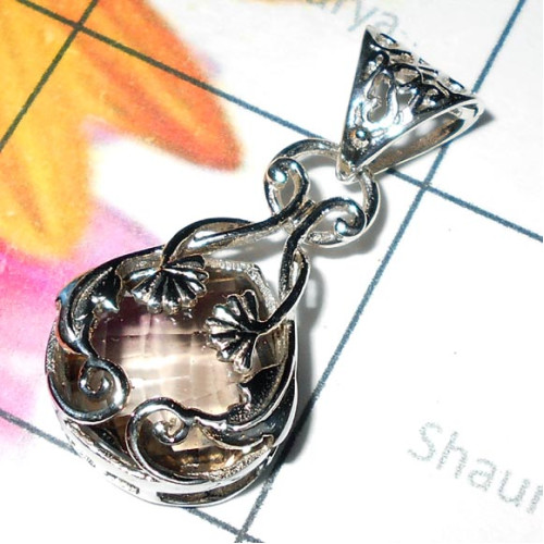 Smokey cut C - CSP977-Designer Casting silver gems pendant