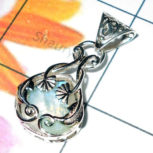 Rainbow Moonstone O - CSP977-Designer Casting silver gems pendant